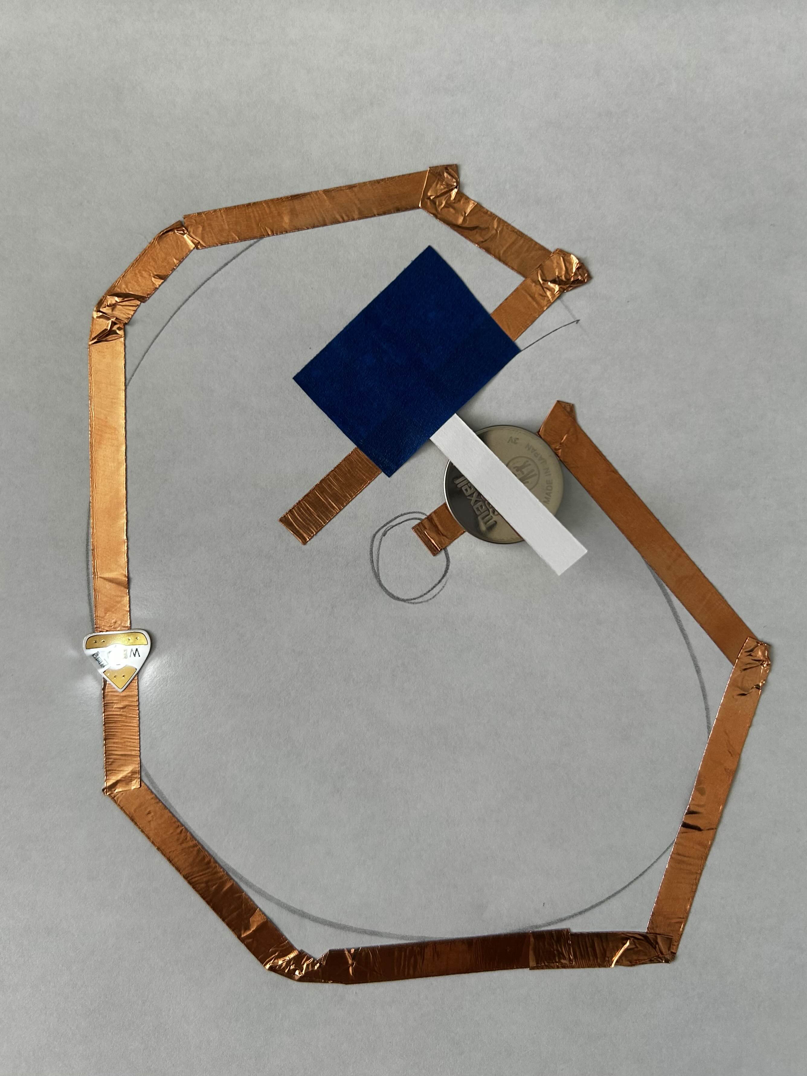 trying to put the tape along the sketch